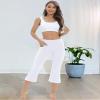 VOOVEEYA Women's Bootcut Leggings - Bootleg Yoga Pants Flare with 4 Pockets,Tummy Control High Waisted Casual Dress PantsCapri Bootcut-White-XL view 3