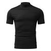XUETON Mens Slim Fit Mock Turtleneck T Shirts Casual Lightweight Short Sleeve Solid Thermal Pullover Tops Undershirts(Black,4X-Large) view 2