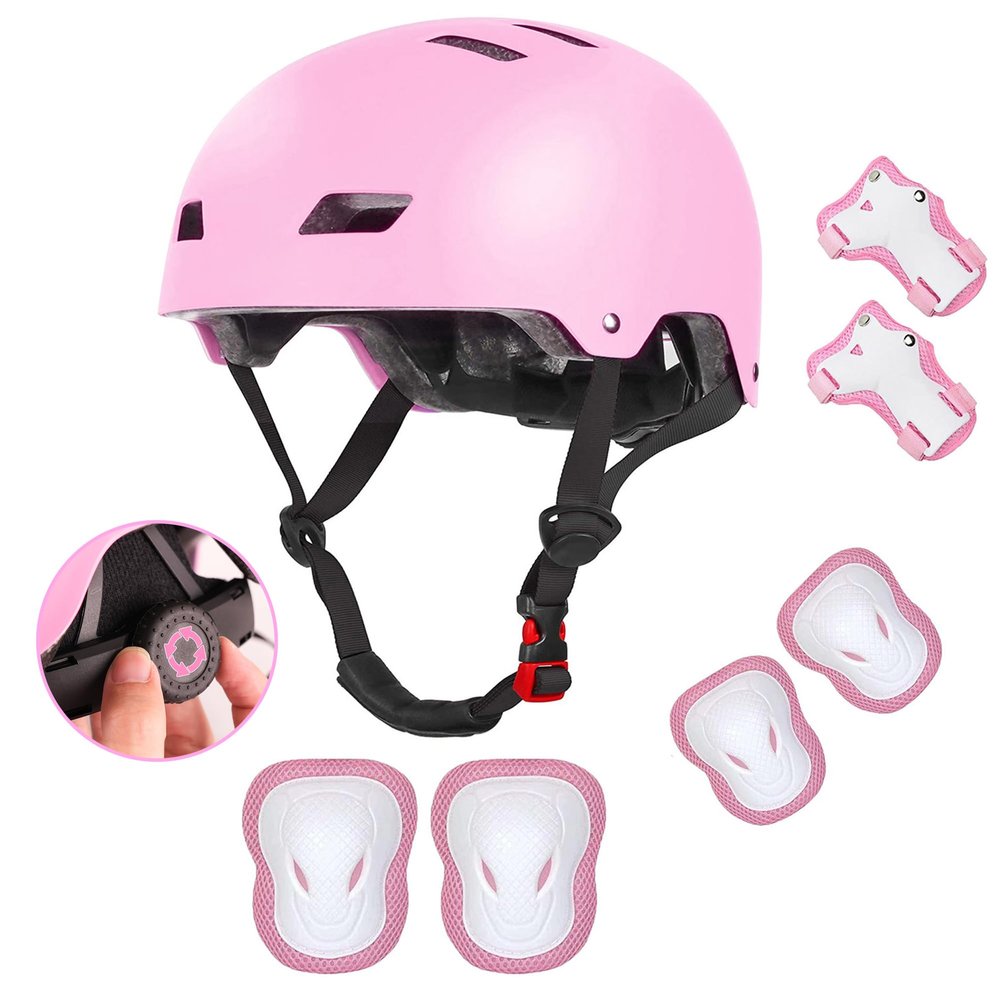 Kids Bike Helmet for 3-5-8-14+ Age Girls and Boys, Kids Helmet with Knee Pads Elbow Pads Wrist Guards,Ventilation Multi-Sport Scooter Roller Skate Rollerblading Skateboarding Climbing Cycling