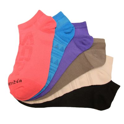 Columbia Wander No Show Pattern Mesh 6-Pack Wild Geranium Assorted One Size (Shoe Size US Women's 5-10)