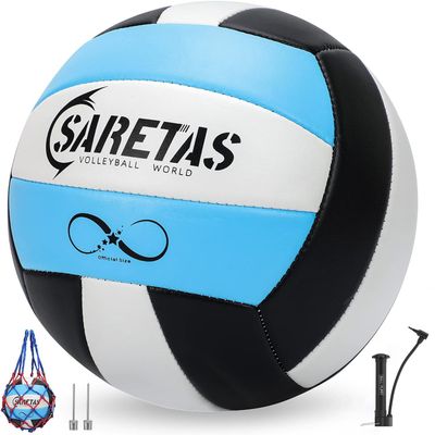 Saretas, Beach Volleyball Official Size Outdoor/Indoor,Colorful Soft Volley Balls for Girls Youth Teens Practice Volleyballs with Pump Needles for Backyard,Middle School Volleyball