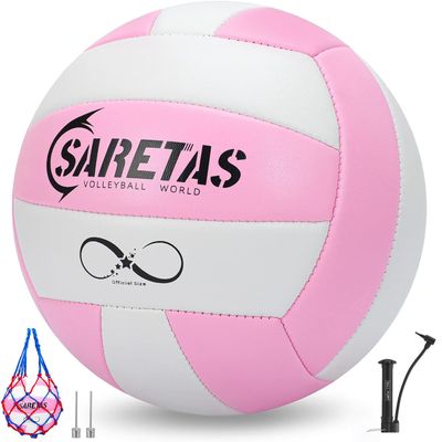 Saretas Volleyball Soft Volleyball, Official Size for School, Training,Indoor, Outdoor, Beach, Gift Idea for Girls, Beginner,Adults and Family