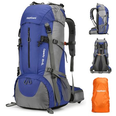 King'sGuard 70L Hiking Backpack with Rain Cover Lightweight Waterproof Travel Camping Backpack Large Backpacking Pack for Men and Women (Deep Blue)
