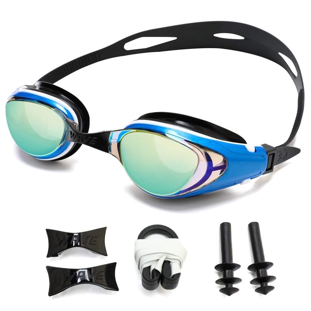 WAVE Nearsighted Swim Goggles, Shortsighted Optical Swimming Goggles No Leaking Anti Fog UV Protection for Adult Men Women