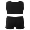 Nikiikoo Kids Girls Tracksuit 2 Piece Outfits Sports Crop Tops with Shorts Sets Gymnastics Dance Workout Clothes White 10 Years view 2
