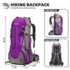 King'sGuard 70L Hiking Backpack with Rain Cover Lightweight Waterproof Travel Camping Backpack Large Backpacking Pack for Men and Women (Purple) view 2