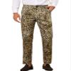 Lars Amadeus Leopard Printed Dress Pants for Men's Regular Fit Party Animal Printed Trousers 30 Khaki view 1