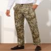 Lars Amadeus Leopard Printed Dress Pants for Men's Regular Fit Party Animal Printed Trousers 30 Khaki view 2