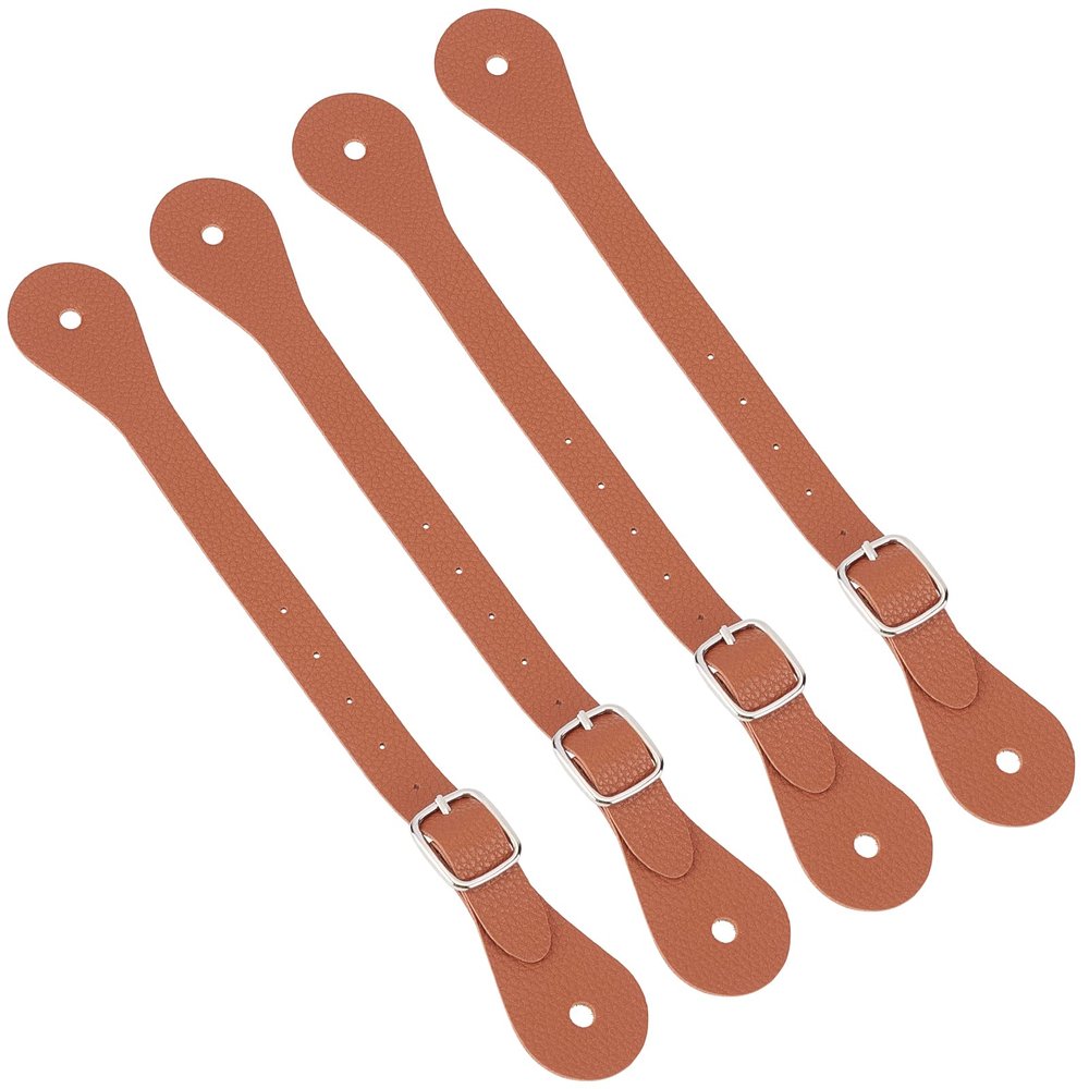 GORGECRAFT 4Pcs Leather Spur Straps Adjustable Boot Strap Western Man Woman Single Ply Leather Horizons Spur Straps with Zinc Alloy Clasp for Equestrian Supplies Thigh High Boots, Chocolate