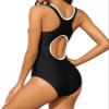beautyin Athletic One Piece Swimsuits for Women Zip Up Bathing Suit Water Aerobics Swimsuits Black view 2