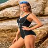 beautyin Athletic One Piece Swimsuits for Women Zip Up Bathing Suit Water Aerobics Swimsuits Black view 3