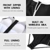beautyin Athletic One Piece Swimsuits for Women Zip Up Bathing Suit Water Aerobics Swimsuits Black view 4