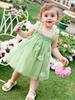 AGQT Baby Girls Tulle Tutu Dress Sleeveless Toddler Butterfly 3D Flower Print Back Girls Dresses Birthday Holiday Wedding Layered Lace Dress Fruit Green Size 4-5T view 2