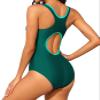 beautyin Swimsuit One Piece Women Athletic Zip Training Racerback Swimming Suit Green view 2