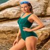 beautyin Swimsuit One Piece Women Athletic Zip Training Racerback Swimming Suit Green view 3