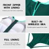 beautyin Swimsuit One Piece Women Athletic Zip Training Racerback Swimming Suit Green view 4