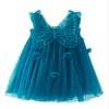 AGQT Baby Girls Tulle Tutu Dress Sleeveless Toddler Butterfly 3D Flower Print Back Girls Dresses Birthday Holiday Wedding Layered Lace Dress Peacock Blue Size 4-5T view 1