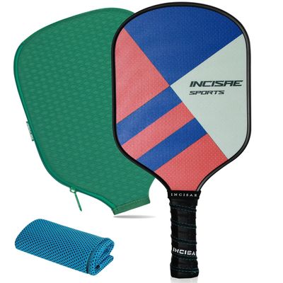 Incisae Pickleball Paddles, Fiberglass Pickleball Rackets, Cooling Towel and Pickleball Cover - Indoor & Outdoor Pickleball Set for Beginners & Intermediate Players
