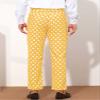 Lars Amadeus Yellow Polka Dots Dress Pants for Men's Regular Fit Flat Front Formal Printed Trousers 30 view 3