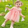 AGQT Baby Girls Tulle Tutu Dress Sleeveless Toddler Butterfly 3D Flower Print Back Girls Dresses Birthday Holiday Wedding Layered Lace Dress Light Pink Size 18-24M view 2