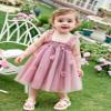 AGQT Baby Girls Tulle Tutu Dress Sleeveless Toddler Butterfly 3D Flower Print Back Girls Dresses Birthday Holiday Wedding Layered Lace Dress Dark Pink Size 4-5T view 2