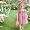 AGQT Baby Girls Tulle Tutu Dress Sleeveless Toddler Butterfly 3D Flower Print Back Girls Dresses Birthday Holiday Wedding Layered Lace Dress Dark Pink Size 4-5T view 3