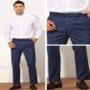 Lars Amadeus Men's Business Flat Front Striped Dress Pants Blue 34 view 4
