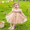 AGQT Baby Girls Tulle Tutu Dress Sleeveless Toddler Butterfly 3D Flower Print Back Girls Dresses Birthday Holiday Wedding Layered Lace Dress Apricotle Size 3-4T view 4