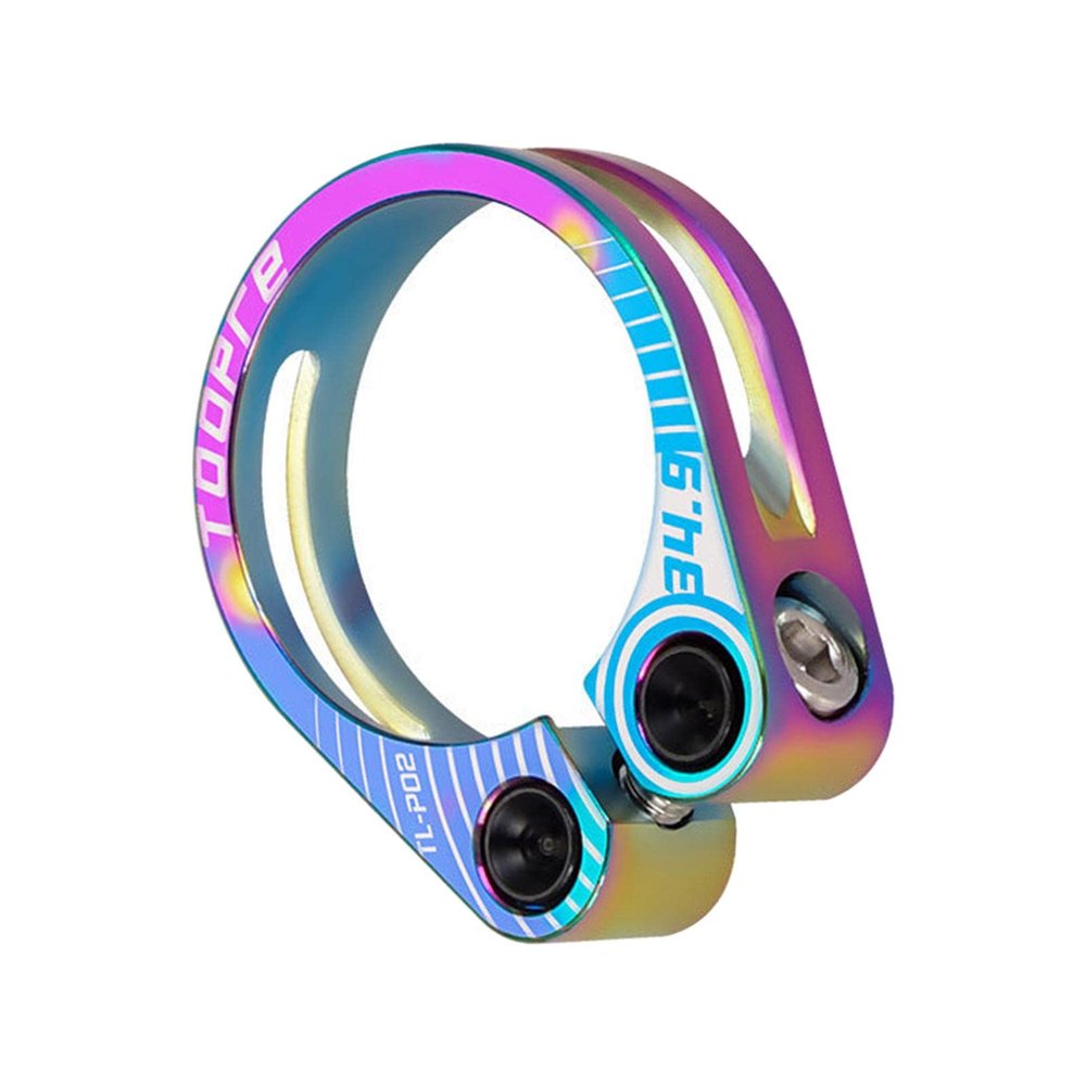 AMLESO Aluminum Alloy Bicycle Seatpost Clip Screws Binder Clamp Quick Release Tube Clip Bicycle Seatpost Clamp for Universal BMX Bikes, 34.9mm Colorful