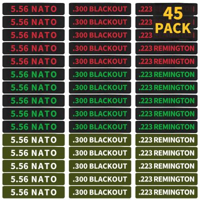 45 Pack Miaozhun Magazine Marking Bands, 5.56 NATO, .223 Remington, .300 Blackout Magazine Caliber Identification
