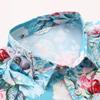 SheLucki Hawaiian Shirt for Men, Unisex Summer Beach Casual Short Sleeve Button Down Shirts, Printed Palmshadow Clothing Rose Blue M view 2