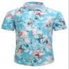 SheLucki Hawaiian Shirt for Men, Unisex Summer Beach Casual Short Sleeve Button Down Shirts, Printed Palmshadow Clothing Rose Blue M view 3