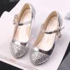 Children Shoes High Heels Girls Princess Single Shoes Dress Shoes Performance Shoes Children Toddler Boy Slippers (Silver, 5.5-6 Years Little Child) view 3