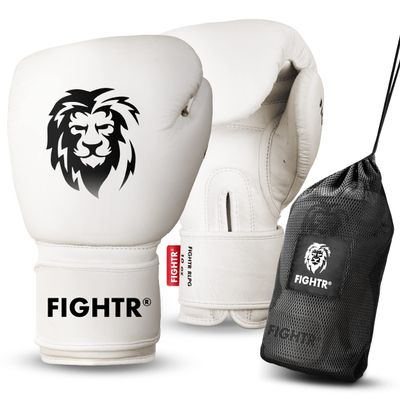 FIGHTR Pro Boxing Gloves Made of Genuine Leather | Men and Women | for Boxing, MMA, Muay Thai, Kickboxing & Martial Arts 10 12 14 16 oz | incl. Carrying Bag