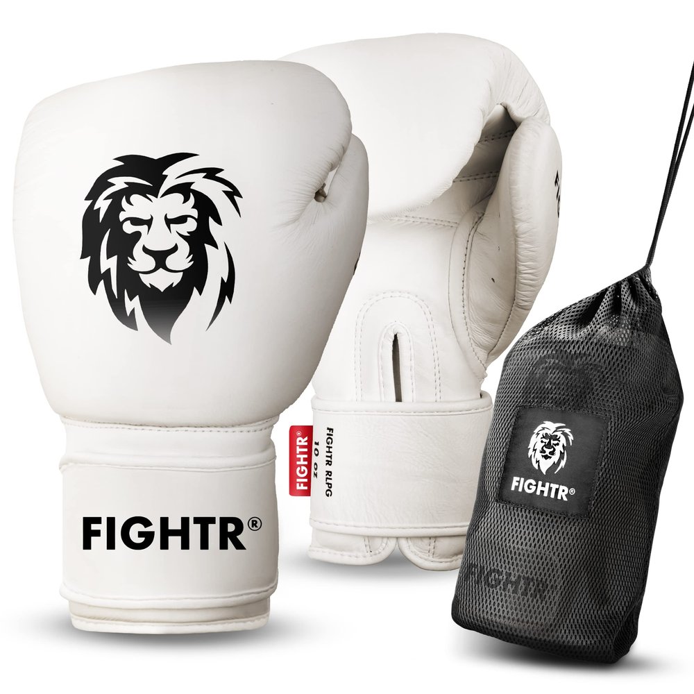 FIGHTR Pro Boxing Gloves Made of Genuine Leather | Men and Women | for Boxing, MMA, Muay Thai, Kickboxing & Martial Arts 10 12 14 16 oz | incl. Carrying Bag