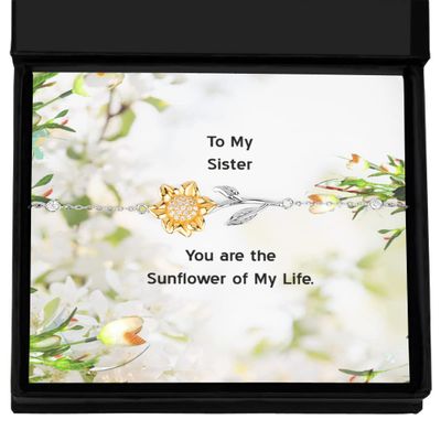 Sunflower Bracelet Gift for Sister, Sunflower Bracelet for Sister to My Sister You are The Sunflower of My Life