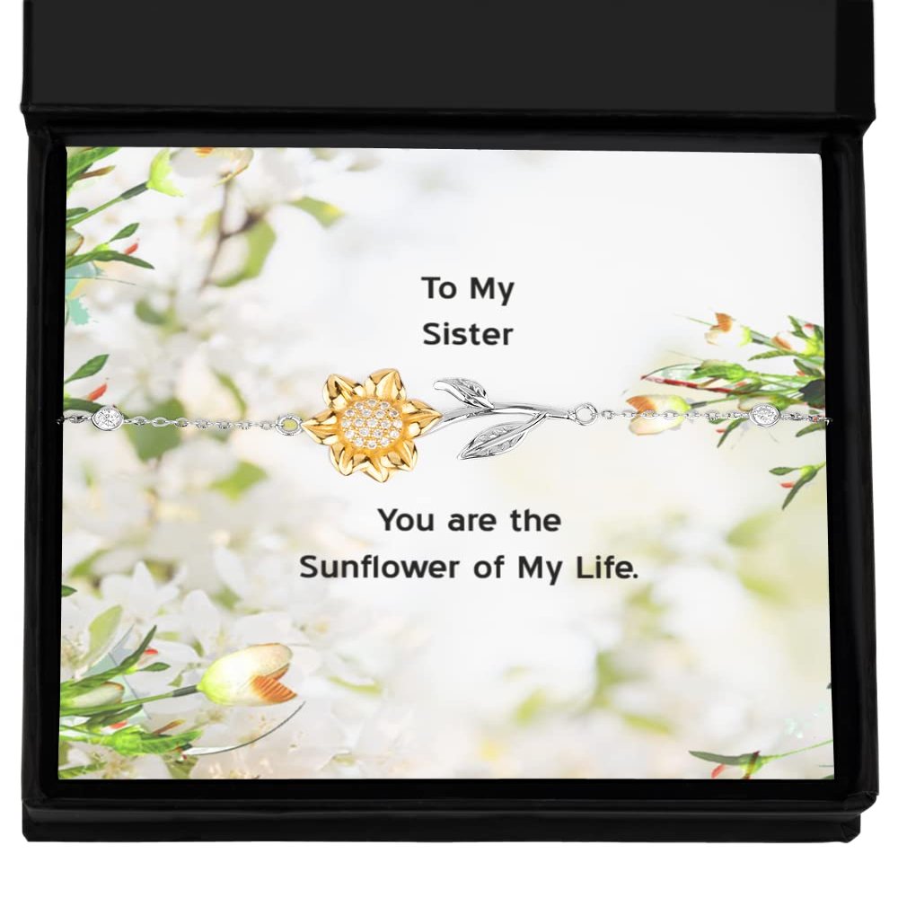 Sunflower Bracelet Gift for Sister, Sunflower Bracelet for Sister to My Sister You are The Sunflower of My Life