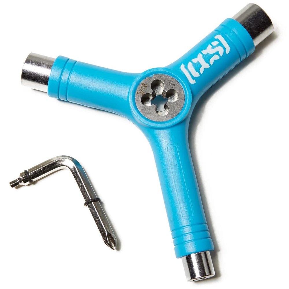 [CCS] Skateboard Tool - All in One T Tool, Metal T Tool W/Grip File, or Y Tool W/Rethreader (Blue Rethreader)