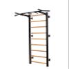 BenchK - Wooden Swedish Ladder Wall Stall Bar - Indoor Chin Up Bar Workout Equipment for Home Exercise, Physical Therapy, Gymnastics, Fitness (WallBars + Fixed Pullup Bar, Black) view 1