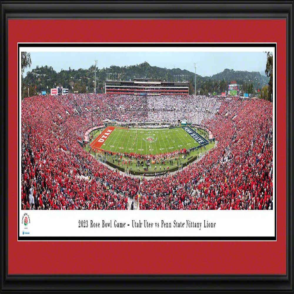 2023 Rose Bowl Game, Penn State vs Utah - 44x18-inch UT Double Mat, Deluxe Framed Picture by Blakeway Panoramas