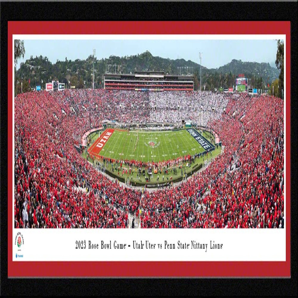 2023 Rose Bowl Game, Penn State vs Utah - 42x15.5-inch Red Single Mat, Select Framed Picture by Blakeway Panoramas