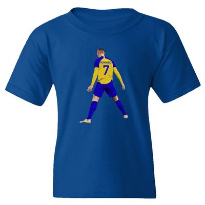 Al NASSR Soccer Ronaldo 7 Siuuu Goal Celebration Youth Unisex T-Shirt (Royal, Youth X-Large)