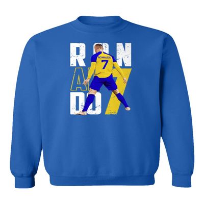 Ronaldo 7 Al NASSR Soccer Siuuu Goal Celebration Unisex Crewneck Sweatshirt (Royal, X-Large)
