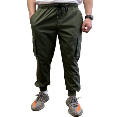 Southpole Mens Jogger Pants Tech Woven Nylon Track Pant with Cargo Pocket, Olive, Medium
