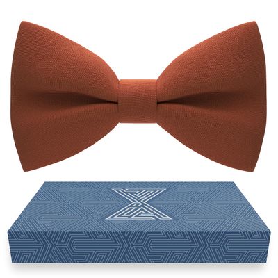 Bow Tie House Men's Classic Pre-Tied Bow Tie Formal Solid Tuxedo (Large, Pale Rust)