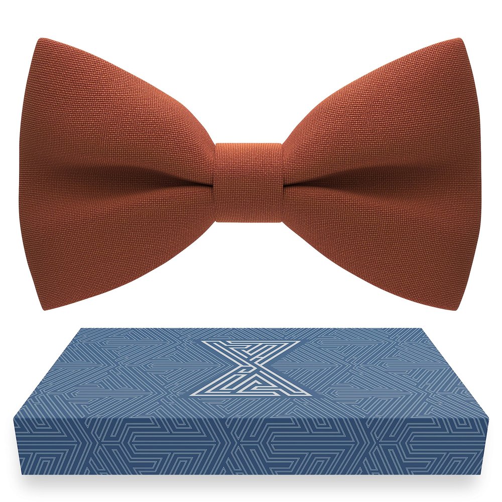 Bow Tie House Men's Classic Pre-Tied Bow Tie Formal Solid Tuxedo (Large, Pale Rust)