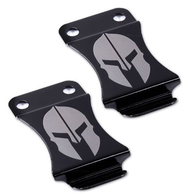 KYDEX Belt Clip for Holsters & Sheaths (Flush Mount Design - w/Spartan Helmet Engraving) - (Metal) - (Inside-The-Waistband/IWB) - (Fits 1.75in Belts) - (2 Pack)