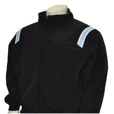 Smitty | BBS-330 | Big League Jacket | All Weather Baseball Umpire Jacket Full Zip | Fleece Lined | Baseball | Umpires Choice (Small, Black W/Black, White, Powder Blue Trim)