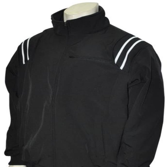 Smitty | BBS-330 | Big League Jacket | All Weather Baseball Umpire Jacket Full Zip | Fleece Lined | Baseball | Umpires Choice (3XL, Black W/Black, White Trim)