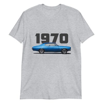 1970 Chevelle SS Blue Muscle Car Classic Cars Short-Sleeve Unisex T-Shirt
